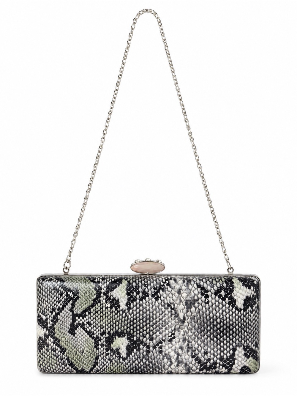Snakeskin Clutch Wallet Crossbody Rhinestone Frame Chain Strap Evening Bag